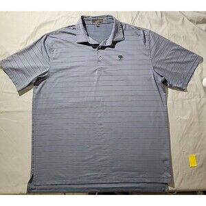 Peter Millar Summer Comfort Stripe Stretch Jersey Blue/Black Golf Polo Sz XL